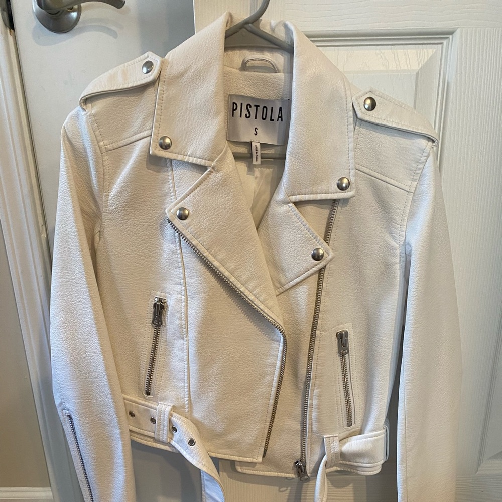Pistola white leather jacket